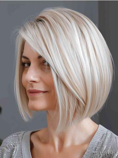 Chin-Length Blonde Bob - 10" Straight Synthetic Wig