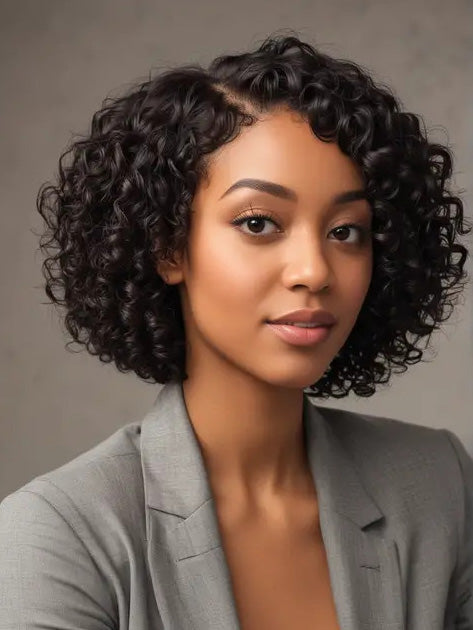 Fashion 10" Black Synthetic Wigs Without Bangs