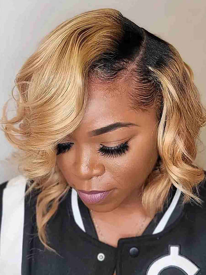 Long African Women Lace Wigs Ombre Human Hair