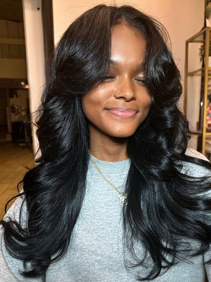 Black African American Synthetic Without Bangs Wigs