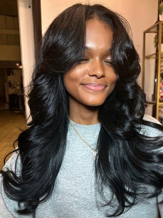 Black African American Synthetic Without Bangs Wigs