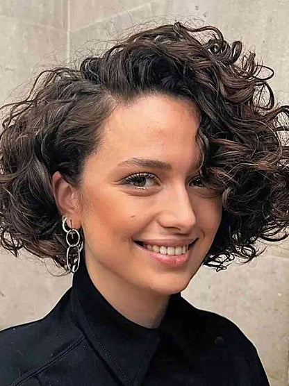 African American Short Wigs Monofilament Brown