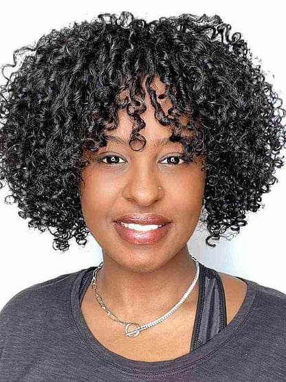 African American Lace Wigs 10" Kinky Black Hair