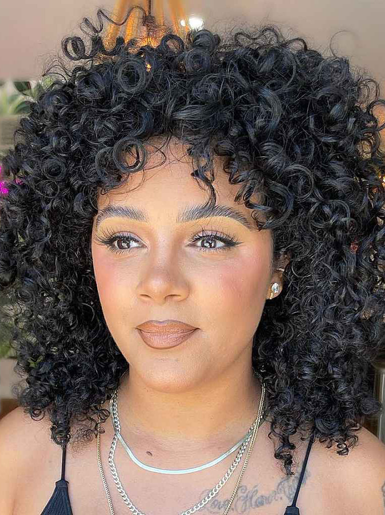 African American Lace Wigs 12" Curly Black Hair