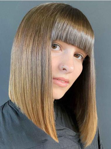 Ombre 12" Human Hair Wig - Straight Lace Front