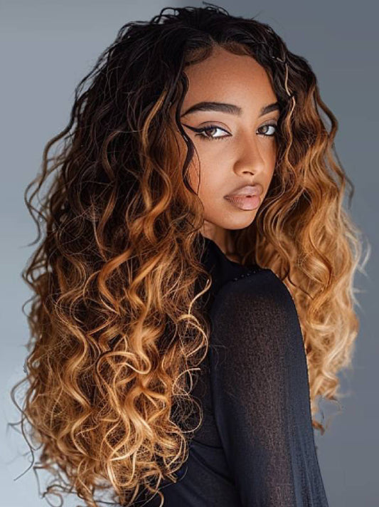 Curly Synthetic Wigs for Women Without Bangs
