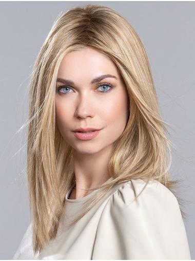 16" Long Straight Blonde Synthetic Wig - Capless Cap
