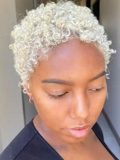 African American Gray Kinky 4" Cropped Wigs Short Style