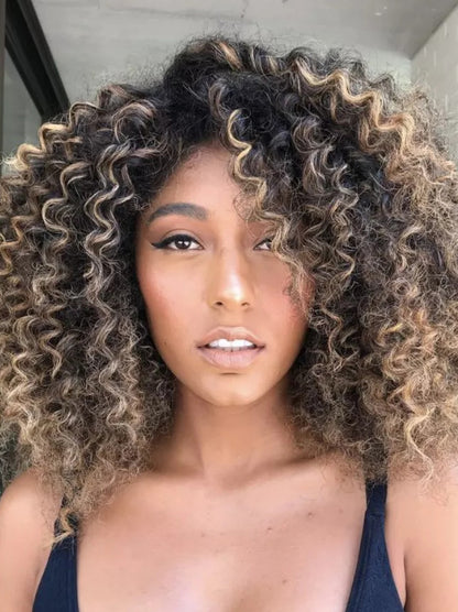 African American 14" Ombre Front Lace Wigs Natural Looking