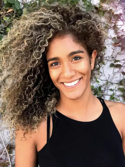 African American 14" Medium Length Ombre Tone Lace Wigs