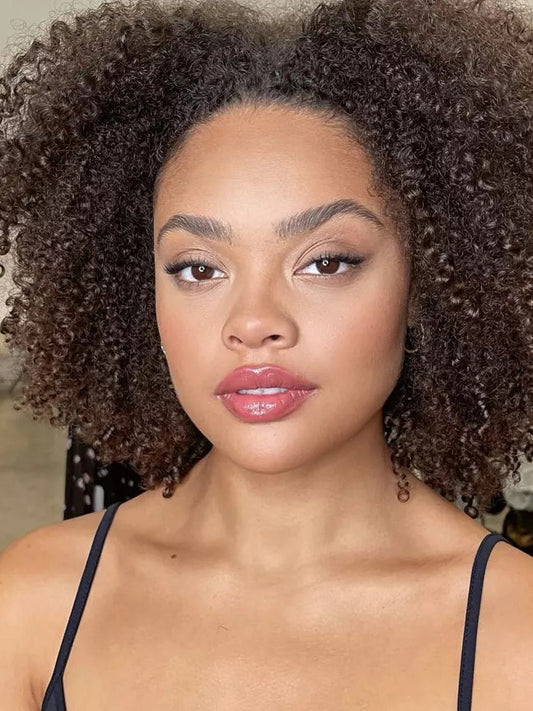 African American 12" Medium Length Brown Wigs