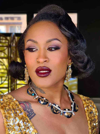 African 10" Medium Length Black Lace Front Wigs