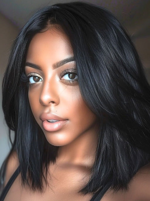 African American Women 14" Black Capless Wigs