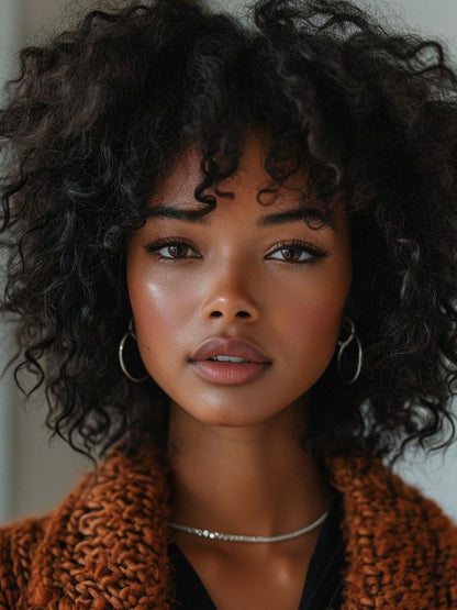 African American 12" Black Lace Front Women Wigs