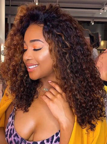 African American Blonde Kinky Wigs Without Bangs