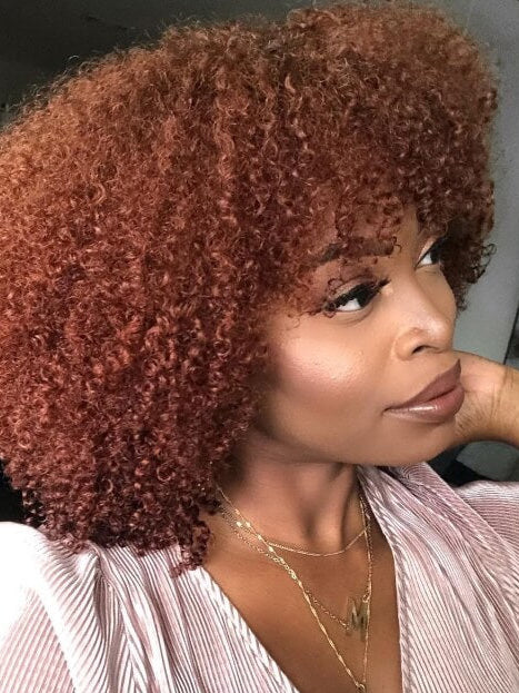 African American 14" Copper Lace Front Wigs