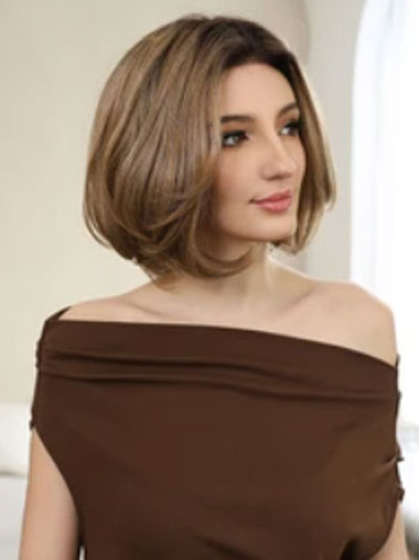 Best 12 Inch Bob Wig - Ombre Brown Realistic Hair