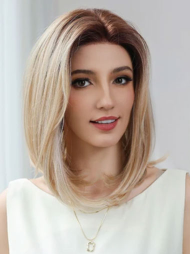 14 Inch Bob Wig - Lightweight Soft Ombre Blonde Short Style