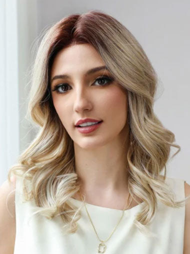 Natural Looking 16 Inch Wig - Ombre Blonde Soft Wavy Style