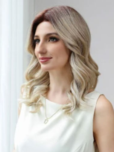 Natural Looking 16 Inch Wig - Ombre Blonde Soft Wavy Style