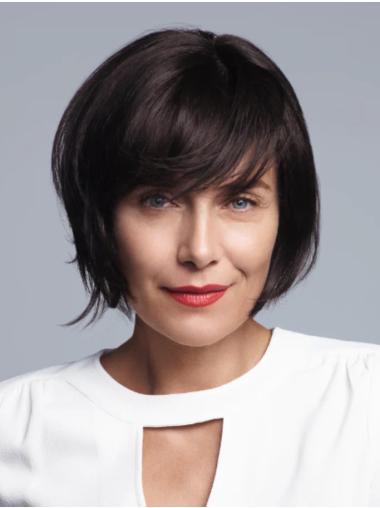 Ladies Short Wigs - 8" Brown Straight Bob Hairstyle