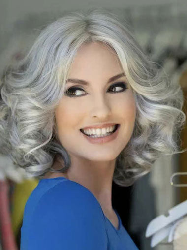12 Inch Silver Grey Wig - Short Curly Synthetic Hair