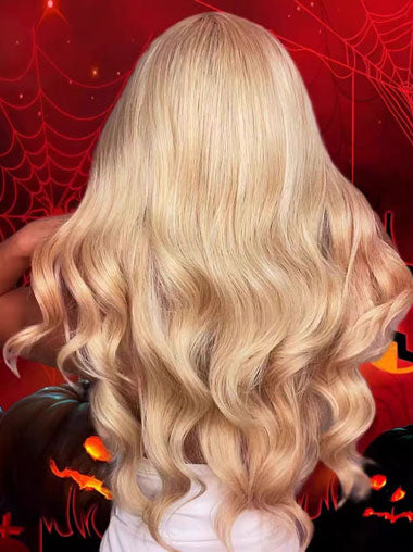 24 Inch Honey Blonde Wig - Long Wavy Synthetic Hair