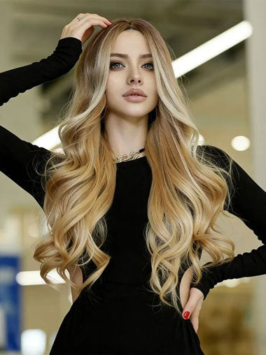 Blonde Long Wig, Heat Resistant Synthetic Hair for Women