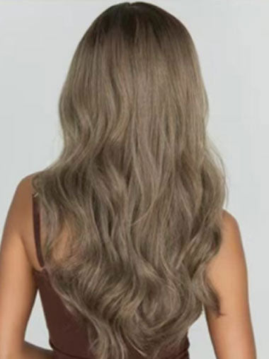 Long Wavy Ash Brown Glueless Synthetic Wig