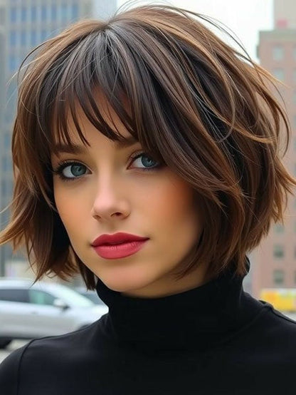 Bob Wig With Bangs Straight - Human Hair for Women