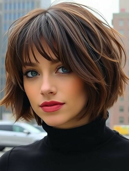 Bob Wig With Bangs Straight - Human Hair for Women