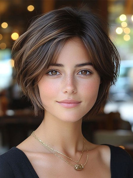 Lace Front Layered Bob Wig Short Real Hair In UK