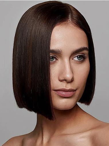 Brown Straight Bob Wig - 10" Chin-Length Synthetic Hair Online