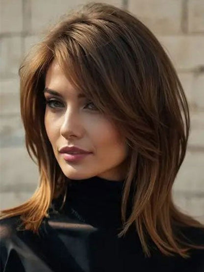 Ladies Long Straight Human Hair Wig Capless
