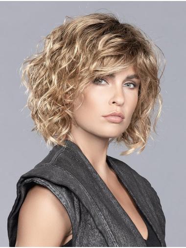 Curly Blonde Bob Wig - 10" Monofilament, Soft & Stylish Look