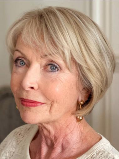 Chin Length Bob Human Hair Wigs for Older Women
