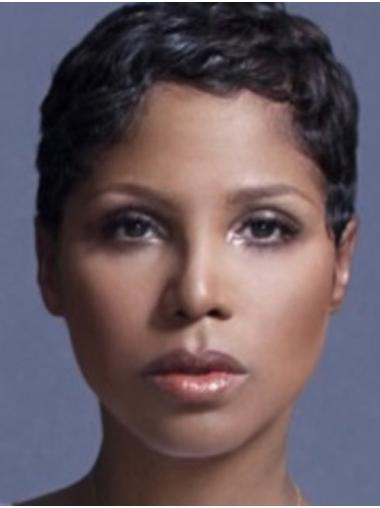 Best Women Afro Boycut Wig - 4" Wavy Natural Black Hair Wigs