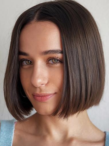 Chin Length Blonde Bob Lace Front Wigs - Straight Remy Human Hair