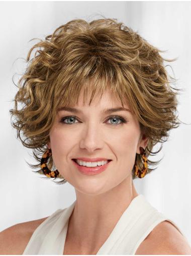 Blonde Wig - Wavy Layered Synthetic Short Hair for Women