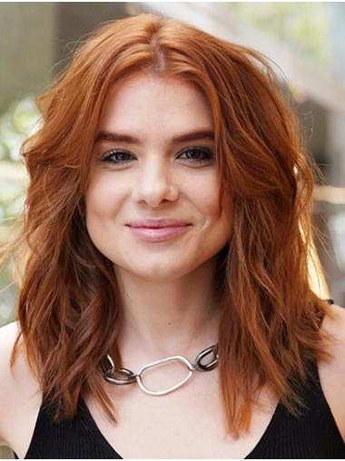 Layered Copper Wavy Wig - Synthetic Hair For Women