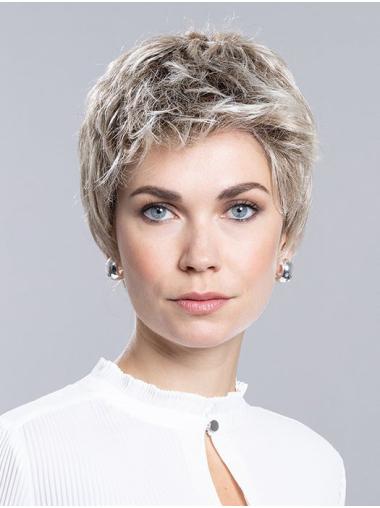 Blonde Straight Boycut Synthetic Wig Monofilament for Natural Style