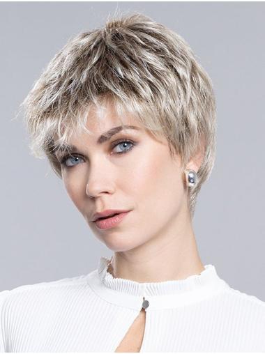 Blonde Straight Boycut Synthetic Wig Monofilament for Natural Style