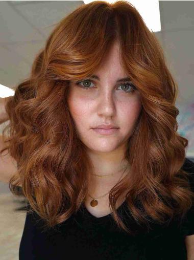 Monofilament Long Wig 16inch Copper Layered Waves for Natural Look