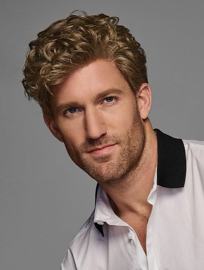 Synthetic Curly Mens Wigs-Short Heat-Resistant Lace Front Style