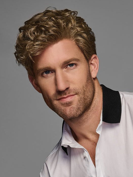 Synthetic Curly Mens Wigs-Short Heat-Resistant Lace Front Style