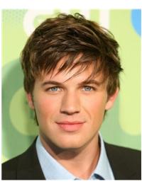 Brown Cropped 6" Synthetic Wigs for Men Straight, Natural Look