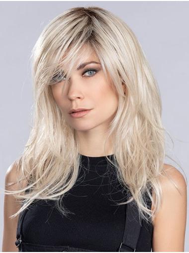 Long Straight Blonde Lace Front Synthetic Wig with Bangs