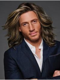 Men's Monofilament Blonde Wavy Long Synthetic Wigs
