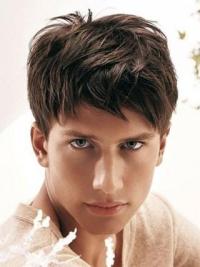 Men’s  Synthetic Capless 4inch Cropped Brown Straight Hair Wig