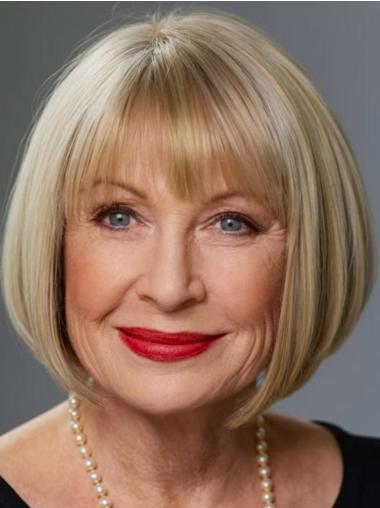 Straight Blonde Bob Wig 10" Synthetic Hair Wig For Women